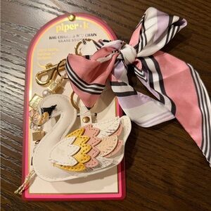 Piper•K Swan Bag Charm with Pink Scarf and glass beads